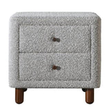 Grey Boucle 2-Drawer Upholstered Nightstand B062P209004
