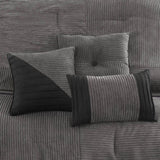 7 Piece Micro Corduroy Comforter Set Grey Queen B035P266661