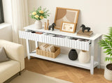 Modern Console Table with 3 Drawers and Open Storage Shelf, Entryway Table Narrow Long Sofa Table 09904615