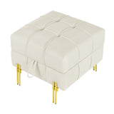 22 inches Anti-scratch Leather Storage Ottoman, Pet Friendly Entryway Bench with Golden Stainless W1191P196357