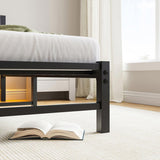 Twin Size Bed Frame Heavy Duty Platform Bed Frame with Headboard, USB Charging Station, LED Bed, No W840P209905