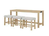 59 Inch Bar, Dining, Sofa with Power Outlet, 3 Upholstered Stools, 4 Piece Bar 15585597