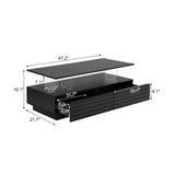 Modern Black Rectangular LED Lights Coffee Table with 2 drawers in 47.2" N735P250962B