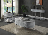 ZUN Grey High Gloss and Chrome Coffee Table B062P209131