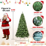 Artificial 7ft Green LED-lit Christmas Tree with 1072PVC Mixed Branch Tips,Hinged Premium & Foldable 24075758