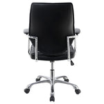 ZUN Black and Chrome Height Adjustable Swivel Office Chair B062P153797
