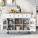Kitchen Cart with Rubber wood Drop-Leaf Countertop ,Cabinet door internal storage racks,Kitchen WF298028AAW