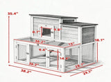 Rabbit Hutch Wooden 2 Story Bunny Cage with Run Waterproof Openable Roof Pull Out Tray Ramp 25143845