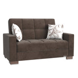 PrimeNest ZenAero Collection Upholstered Convertible Loveseat with Storage, Brown Microfiber B030P281763