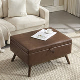 Mid-century modern square coffee table storage bench, assembled, suitable for living room, entryway W1539P269658