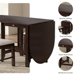 ZUN Retro Drop-Leaf Table Rubber Wood Dining Table with Spacious Tabletop Small Drawer for Small Space W1673P147154