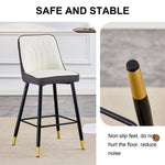 ZUN Modern Two-Tone PU Bar Stool -White and Gray spliced chairs With Gold Decorated Legs.White and W1151P211969