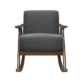 Modern Home Furniture 1pc Rocking Chair Dark Gray Fabric Upholstered Dark Walnut Finish Wood Cushion B011P255258