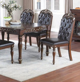 ZUN Majestic Formal Set of 2 Side Chairs Brown Finish Rubberwood Dining Room Furniture Intricate Design B011138659