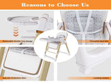 Convertible Baby High Chair to Rocker with 5-Point Harness, Foldable Infant Feeding Chair with W2699P371974