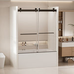 ZUN 56-60 in. W x 62 in. H Frameless Double Sliding Tub Door, Bypass Tub Shower Door Soft Closing, Matte W1573P205866