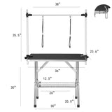 ZUN 36" Professional Dog Pet Grooming Table Adjustable Heavy Duty Portable w/Arm & Noose & Mesh Tray W20608920