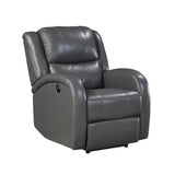 Modern Living Room Furniture 1pc Power Reclining Chair Gray Faux Leather Upholstery Plush Seating B011P256236