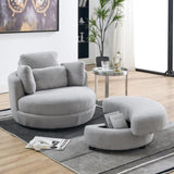 39"W Oversized Swivel Chair with moon storage ottoman for Living Room, Modern Accent Round Loveseat W83489913