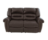Plush Relax 1pc Manual Motion Loveseat Dark Brown Bonded Leather 2-Seat Couch Armrest Cushion B011P205584