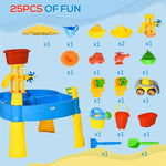 ZUN 2 in 1 cover sandbox with outdoor umbrella and multiple toys 03453644