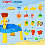 ZUN 2 in 1 cover sandbox with outdoor umbrella and multiple toys 03453644