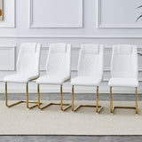 Modern dining chairs, dining room chairs, and golden leg cushioned chairs made of artificial W1151107095