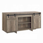 ZUN Grey Washed TV Stand with 2 Sliding Barn Doors B062P209411