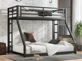Metal Twin XL over Queen Bunk Bed for Teens and Adults,Noise Reduced/No Box Spring Needed, Black W1580P243343