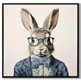 Gallery Wrapped Canvas Wall Art - Dapper Bunny in Tailored Cobalt Blue Suit, Modern Animal Portrait W3374P324198