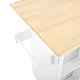 Mobile Kitchen Island Storage Trolley Cart on Wheels with Dropleaf Top, Towel/Spice Rack,2 Drawers, W1157P308196