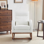 ZUN White Teddy Fleece Rocking Chair Nursery with Thick Headrest, Upholstered Mid-century Modern Nursing 43674956