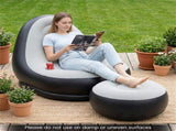 Inflatable Sofa with Ottoman Set, 104.1412790.17cm Flocked PVC Blow-Up Couch 220LBS Capacity with 23964740