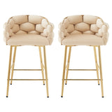 28'' Modern Counter Stools Set of 2,Beige Counter Stools with iron Frame,Soft back and N780P199861W