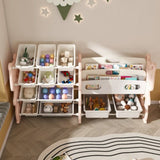 Kids Toy Storage Organizer, Toy Organizer with 2 Tier Bookshelf, Toy Storage with Shelf and 12 Toy W509P288473