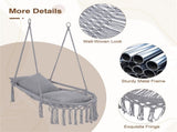 Gray Boho Macrame Hanging Swing Chair with 2 Padded Cushions, 330LBS Capacity Hammock Chair for 42193388