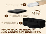 Modern Floor Sofa with 2 Pillows,Convertible Teddy Fabric Foam-Filled Sleeper Sofa Bed,15" Twin Size 50809043