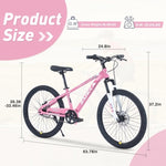 ZUN ZUKKA Mountain Bike,24 Inch MTB for Boys and Girls Age 9-12 Years,Multiple Colors W1019P145189