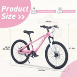 ZUN Mountain Bike,24 Inch MTB for Boys and Girls Age 9-12 Years,Multiple Colors 88106243