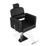 ZUN PVC Leather Cover Galvanized Square Plate With Footrest Reclining Barber Chair 300lbs Black HZ8897B 70318584