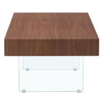 ZUN Walnut Colored MDF Coffee Table - 39.3"x21.6" with Tempered Glass Legs.Density Board W1151P233516