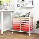 12-Drawer Rolling Storage Cart - 2-Row 10-Storey, Multicolor Drawers, 4 Wheels , White 15819213