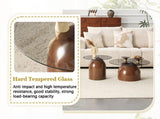 Nesting Coffee Table Set of 2, Glass Desktop for Living Room, Space Circle Center Table for W2920P535067