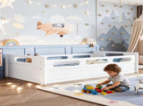Twin Size Floor Platform Bed with Full-length Guardrails, Low Profile Twin Bed Frame, No Box Spring W1580P438763
