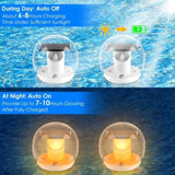 2Pcs Solar Floating Pool Lights Solar Flame Stake Lights IP67 Waterproof Outdoor Globe Ball Lights 49920595