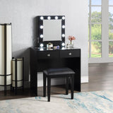 Black Makeup Vanity and Stool Set with 10 Lights and USB Port and Power Outlet, 2x Drawers Luxurious B011P146565