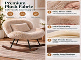 25.59"W x 33.66"D x 29.53"H Indoor Plush Rocking Chair, Soft Fluffy Lounge Rocker with White Metal 00054489