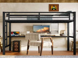 Metal Twin Size Loft Bed with Power Outlet and LED Lighted, Space-Saving, Noise Reduced, Black W1580P372863