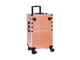 4-in-1 Draw-bar Style Interchangeable Aluminum Rolling Makeup Case-Rose Gold 14821135