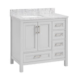 ZUN 36 in Undermount Single Sink Bathroom Storage Cabinet with Carrara Natural Marble Top W1059P170201